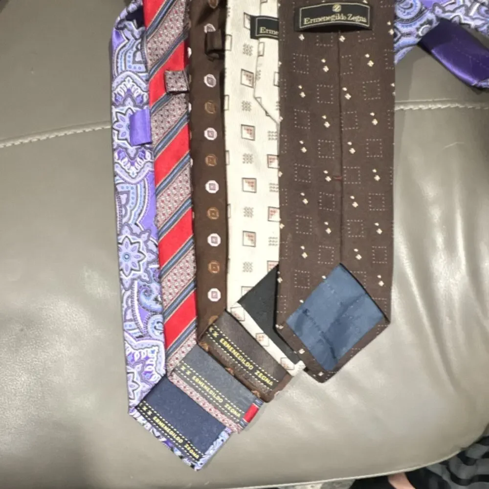 Ermenegildo Zegna 100% Silk Tie Lot of 5 Made in Italy Designer Neckties